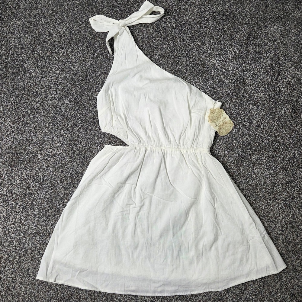 Altar'd State One Shoulder Dress Women Small Ivory NWT Cutout Mini SD7651 Boho